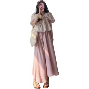 ワイドパンツ レディース 裏地付き ガウチョパンツ スカーチョ 体型カバー ハイウエスト リネン混 ゆったり 春 夏 秋 涼しい 落ち感
