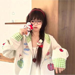パーカー レディース ジップアップ りんご 刺...の詳細画像1