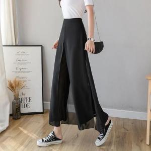 ワイドパンツ レディース シフォン レイヤード...の詳細画像1