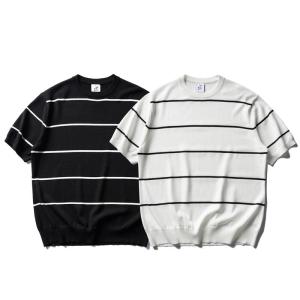 サマーニット ボーダー Tシャツ 半袖 メンズ...の詳細画像1