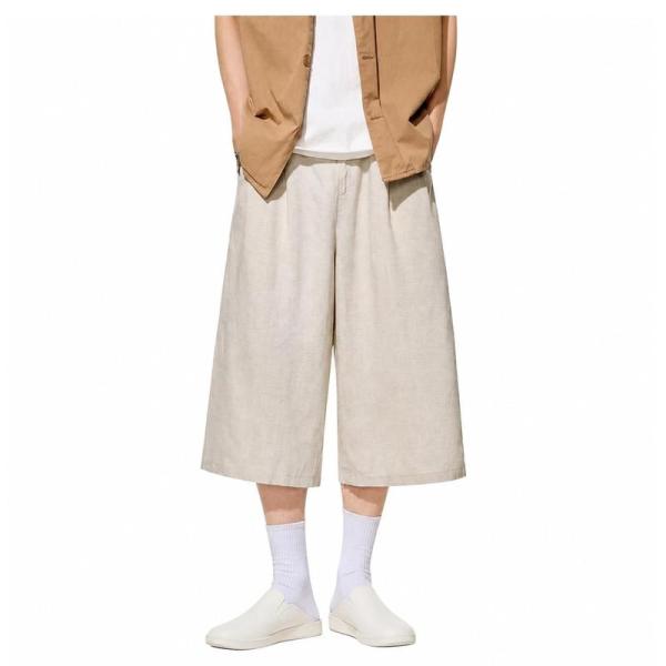 クロップドパンツ メンズ 七分丈 ワイドパンツ ゆったり 体型カバー サルエル 無地 夏用 イージー...