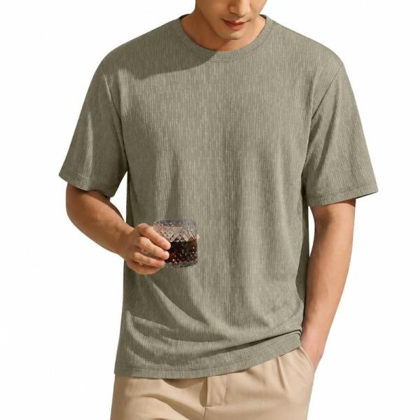 接触冷感 Tシャツ メンズ 半袖 ゆったり 夏服 クルーネック 無地 カットソー トップス ティーシ...