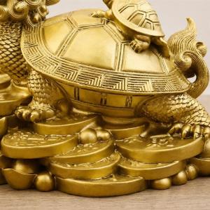 龍亀 ロングイ 置物 風水 3.5インチ 親子...の詳細画像5