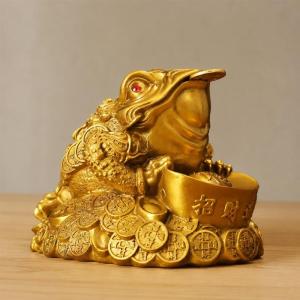 三脚蟾蜍 風水 置物 銭蛙 招財 開運 商売繁盛 縁起物 元宝 古銭 銭を咥える 真鍮製 オブジェ 玄関 リビング 店舗 インテリア
