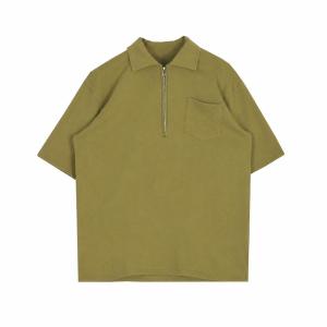 ハーフジップ ポロシャツ メンズ 半袖 Tシャツ ビッグシルエット ゆったり 襟付き プルオーバー カジュアル カットソー レトロ 夏