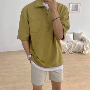 ハーフジップ ポロシャツ メンズ 半袖 Tシャ...の詳細画像2
