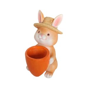 プランター うさぎ 植木鉢 麦わら帽子のウサギ ...の商品画像