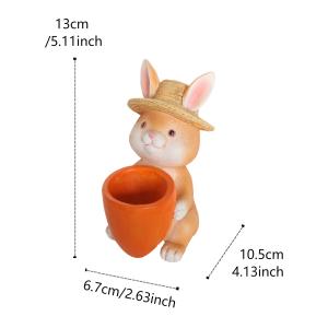 プランター うさぎ 植木鉢 麦わら帽子のウサギ...の詳細画像1