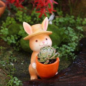 プランター うさぎ 植木鉢 麦わら帽子のウサギ...の詳細画像4