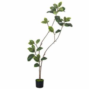 人工観葉植物 大型 フィカス ベンガレンシス 160cm ゴムの木 リアル 曲がり樹形 鉢植え 簡易ポット付 室内 リビング おしゃれ
