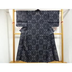 アンティーク　宮古上布　縦横絣　七宝柄　着物