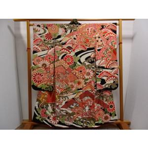 セミアンティーク　振袖　流水　熨斗目