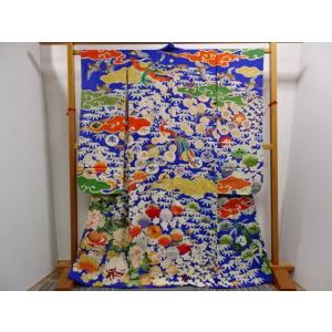 アンティーク　振袖　鳳凰　雀　桜　菊　刺繍