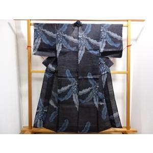 アンティーク　宮古上布　縦横　絵絣　青入り