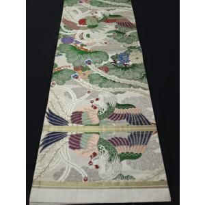 アンティーク丸帯　引き抜き柄　鳳凰　菊　松