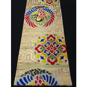 アンティーク丸帯　唐織　毘沙門亀甲　鶴