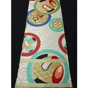 アンティーク丸帯　小槌　青海波　巾着