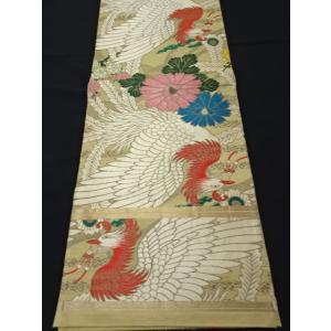 アンティーク丸帯　鳳凰　花