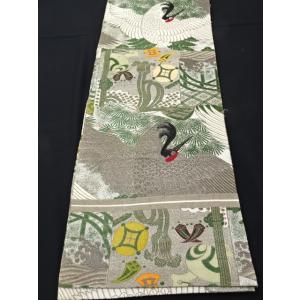 アンティーク丸帯　鶴　松　宝づくし