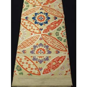 アンティーク丸帯　七宝　花柄