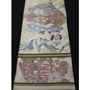 アンティーク丸帯　鳳凰　雅楽　扇