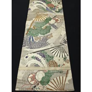 アンティーク丸帯　扇　鳳凰