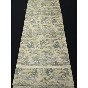 アンティーク丸帯　中国風景　引き抜き柄　小柄