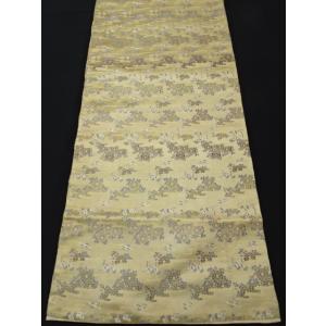 アンティーク丸帯　緞子地　鶴　菊