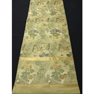 アンティーク丸帯　菊　桐　色紙