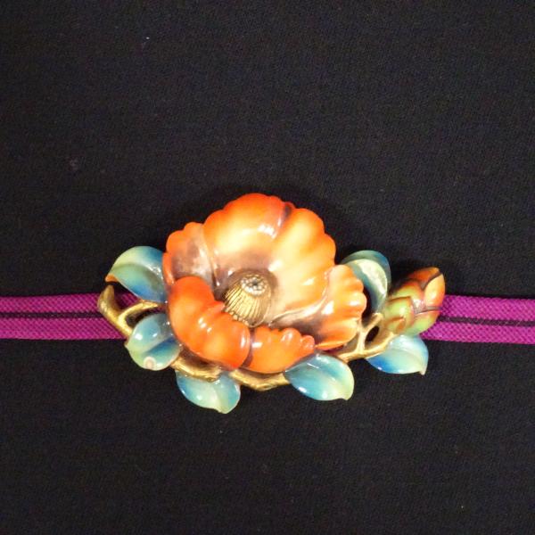 帯留め　作家物　椿