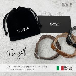 レザーブレスレット 三つ編み 革 メッシュ レ...の詳細画像4