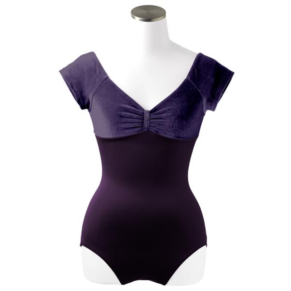 バレエ レオタード 日本製 キッズ 子供 ジュニア 大人 ベロア 袖付き キャプスリーブ 半袖 五分...