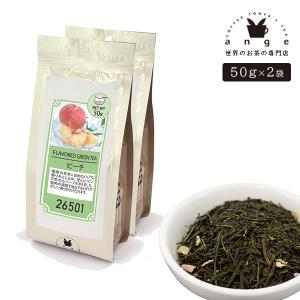 フレーバー緑茶 ピーチ 100g（50g×2） お茶 茶葉｜ange-yokohama