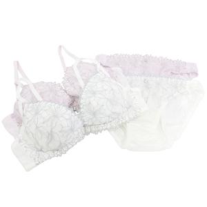 ブラジャー ショーツ セット ココランジェ COCO Linge 327255 シマリングブルーム 3/4カップ プチプラ ブラ＆ショーツ BCDEFカップ｜angeikoma