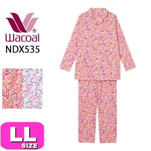 ワコール wacoal NDX535 リラックス＆スリープ ミントン パジャマ ルームウェア 長袖 長ズボン 前開きタイプ PW LLサイズ｜angeikoma