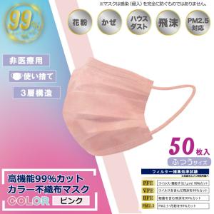 カラー不織布マスク 　50枚入り　 ピンクマスク 　ベージュマスク　小顔効果 血色カラー 肌の色が冴える  おしゃれ カワイイ  感染対策 花粉症 飛沫防止