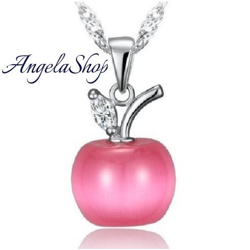 ネックレス アレルギー対応  レディース シルバー925 キャッアイ りんご アップル 果実 送料無...