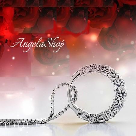 ネックレス レディース ループ リング キュービックジルコニア CZダイヤモンド ライン 輪 シルバ...