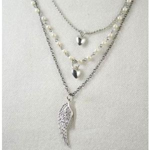 ネックレスハート翼ビジューネックレス レディースビジューネッ...