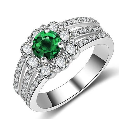 指輪 レディース エメラルドカラーリング ラインストーン スクエア キュービックジルコニア エタニテ...