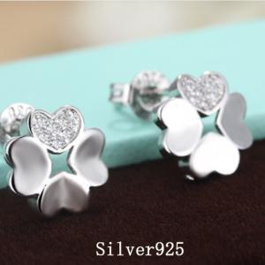ピアス スワロフスキー ハート 青 サファイアブルー シルバー925