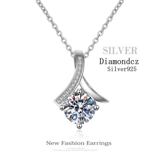 ネックレス レディース Y字ペンダント スワロフスキー CZダイヤ キュービックジルコニア シルバー...