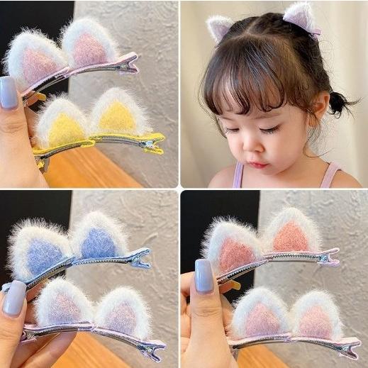 キッズヘアピン 2本セット キッズ ヘアピン 猫耳 パステルカラー 子供 かわいい ネコ ねこ耳  ...