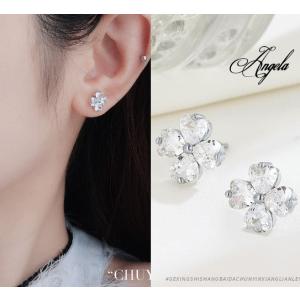 スタッドピアス 4mm 5mm 6mm 一粒CZダイヤモンド プラチナ仕上げ