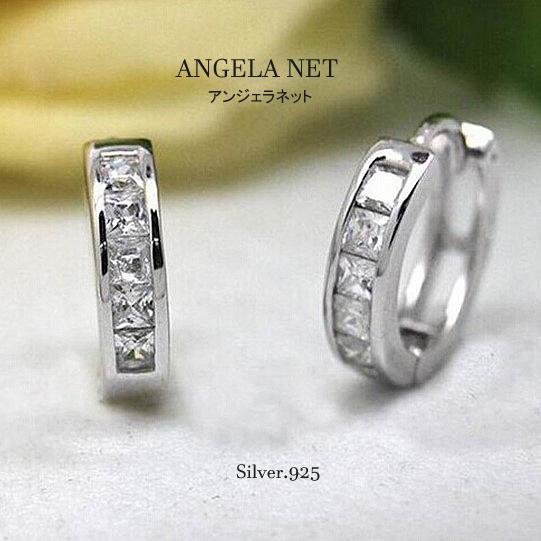 ピアス レディース フープピアス CZ.Diamond. 13mm SILVER 925 金属アレル...