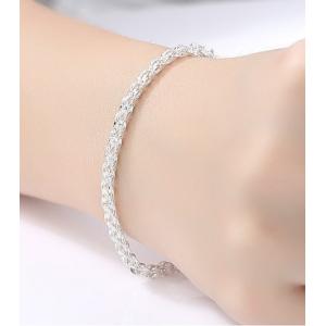 ブレスレット レディース シルバー92５ プラチナコーティング ホワイトローランド フック留め具  送料無料