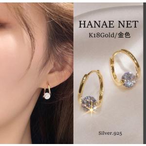 フープピアス レディース アレルギー対応 CZダイヤモンド エンジェル シルバー925 ワンタッチ 両耳用2個セット