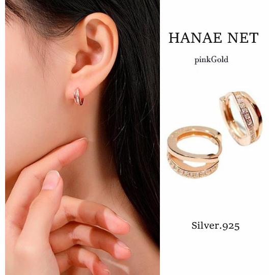 フープピアス レディース 金属アレルギー対応 ピンクゴールド シルバー925  つけっぱなし エンジ...