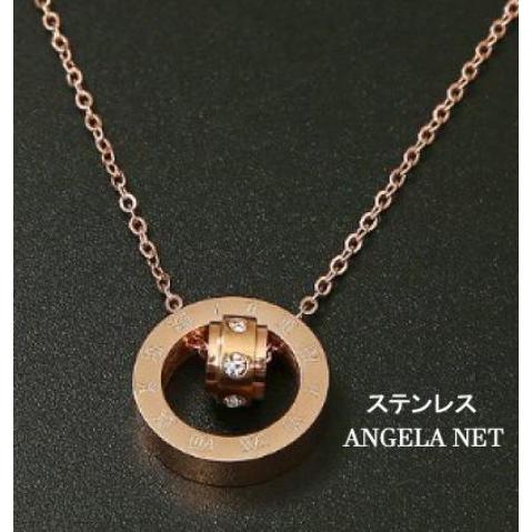 ネックレス ペンダント レディース ローマ数字 プリント リングヘッド ジルコニア ステンレススチー...