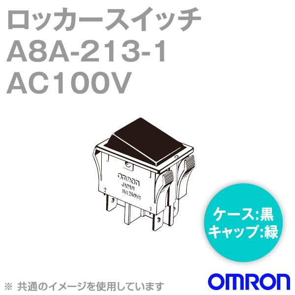 オムロン(OMRON) A8A-213-1 (ネオン照光) (ケース:黒 キャップ:緑) AC100...